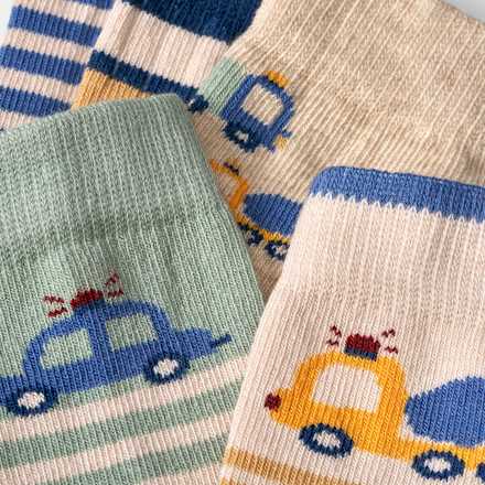 Socken mit Baustellen-Motiven, blau, Gr. 23/26, 5 St