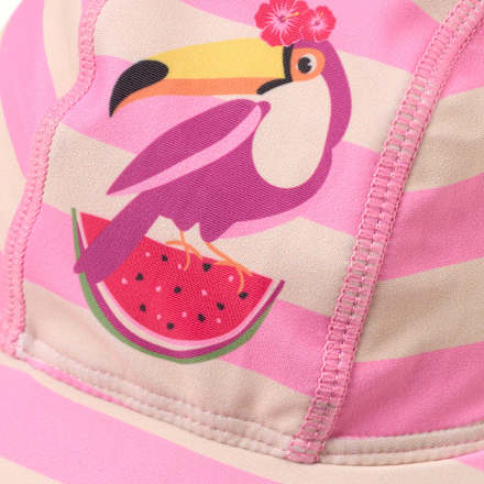 UV Bademütze mit Nackenschutz & Tukan-Motiv, rosa, Gr. 52/53, 1 St