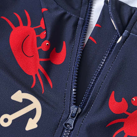 UV Badeoverall mit Krebs- & Anker-Muster, blau & rot, Gr. 98/104, 1 St PUSBLU