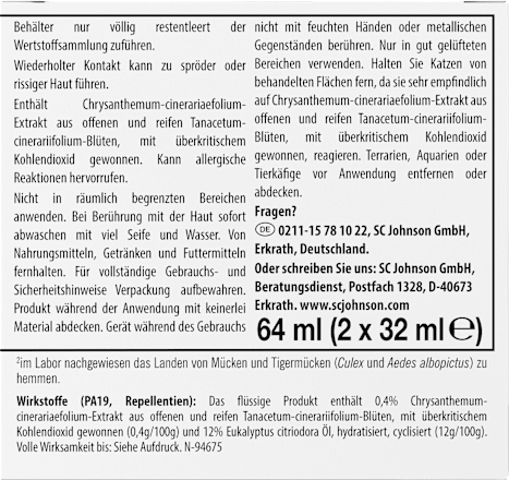 Mückenstecker 2 x 45 Nächte Nachfüllpack (2 Stück), 64 ml