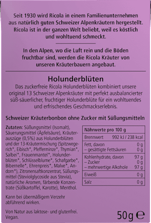 Bonbon, Holunderblüte, zuckerfrei, in der Taschenbox, 50 g