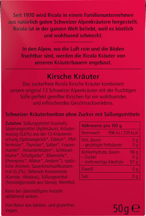 Bonbon, Kirsche Kräuter, zuckerfrei, in der Taschenbox, 50 g