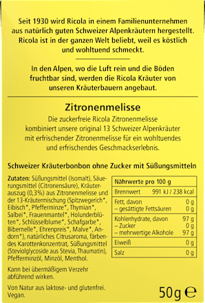 Bonbon, Zitronenmelisse, zuckerfrei, in der Taschenbox, 50 g Ricola
