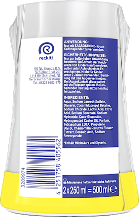 No Touch Chamomile Hydra Care vloeibare zeep, navulverpakking (2 x 250 ml), 500 ml