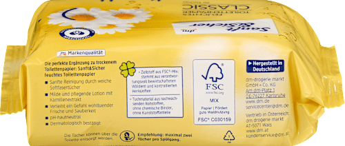 Vochtig Toiletpapier Klassieke Kamille (2x70 stuks), 140 stuks