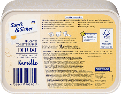 Feuchtes Toilettenpapier Deluxe Kamille Metallbox, 50 St