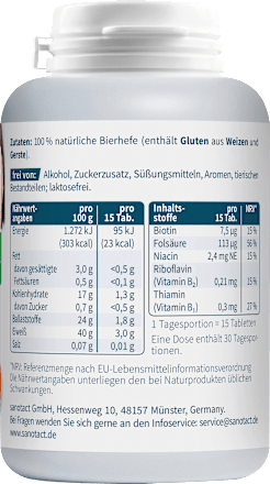 Haut + Haare Bierhefe Tabletten 450 St, 220 g sanotact
