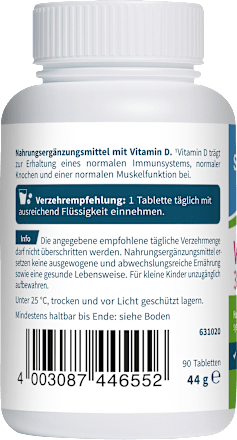 Vitamin D 3200 I.E. Bierhefe Tabletten 90 St, 44 g sanotact