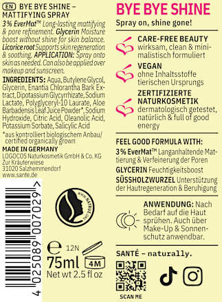 Gesichtsspray Mattifying Bye Bye Shine, 75 ml