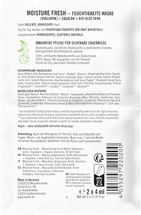Gesichtsmaske Moisture Fresh Hyaluron (2x4ml), 8 ml SANTE NATURKOSMETIK