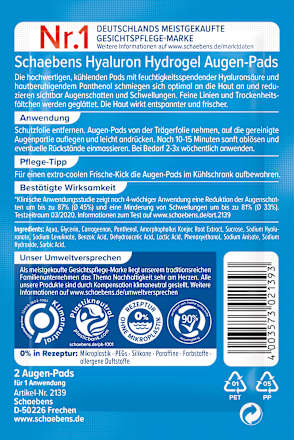 Augenpads Hyaluron Hydrogel (1 Paar), 2 St Schaebens