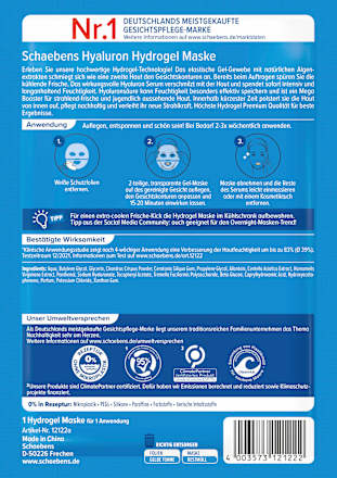 Gesichtsmaske Hyaluron Hydrogel, 1 St Schaebens