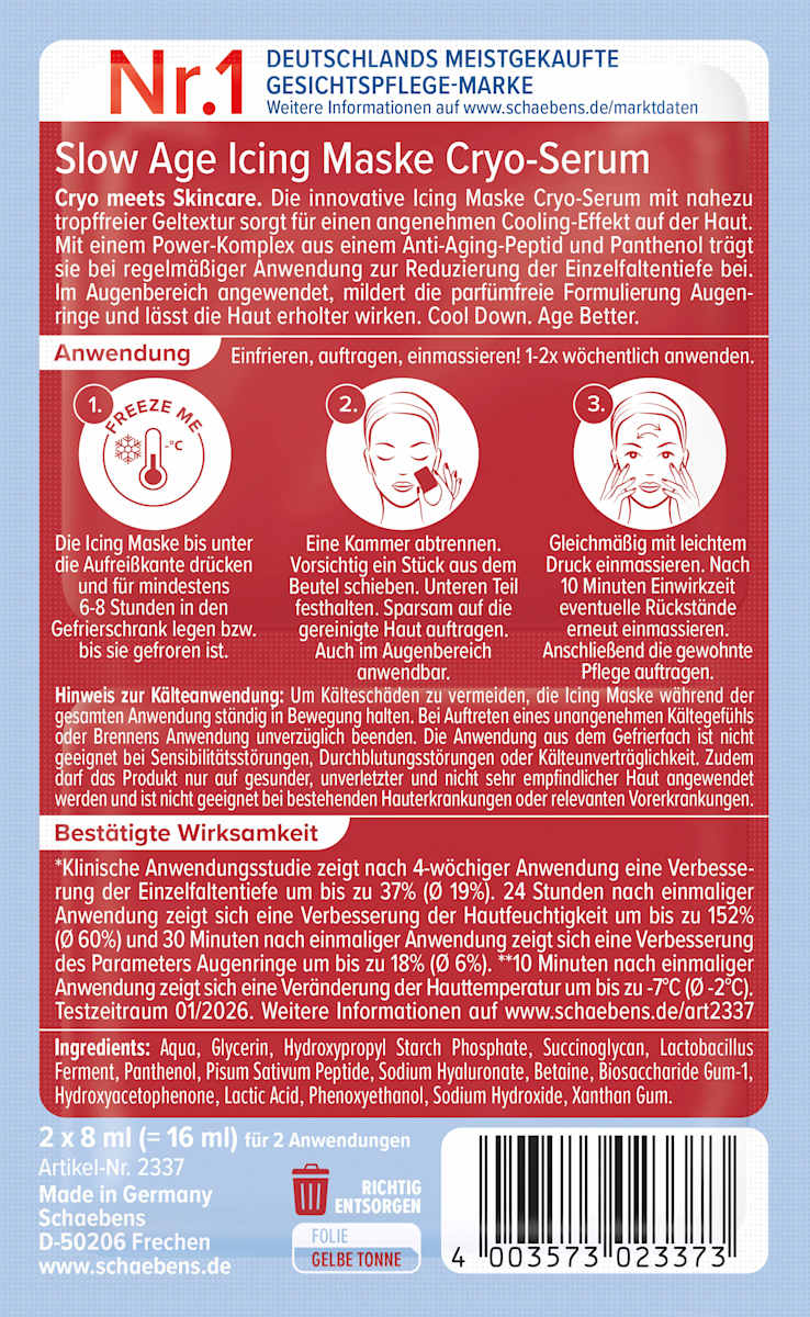 Schaebens Gesichtsmaske Slow Age Icing Maske (2x8 ml), 16 ml