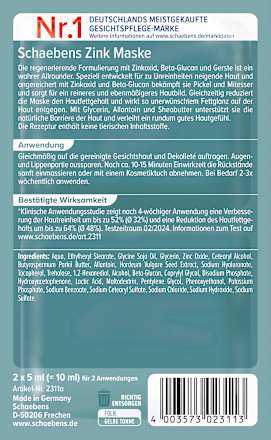 Gesichtsmaske Zink (10 St, 2x5 ml), 100 ml