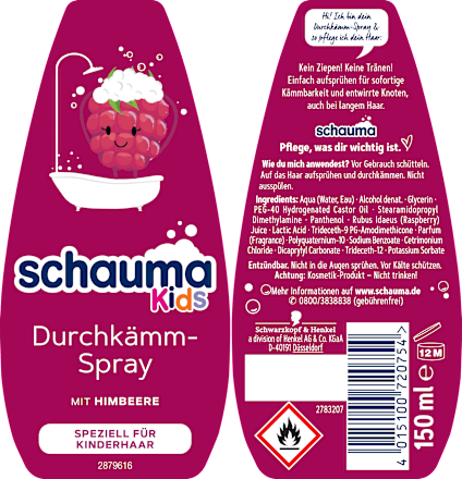 Kinder Durchkämmspray Himbeere, 150 ml schauma