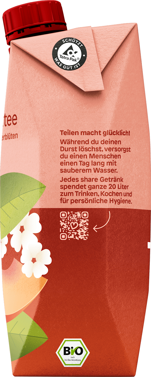 share Eistee, Amber Schwarztee Pfirsich-Holunderblüte, 500 ml