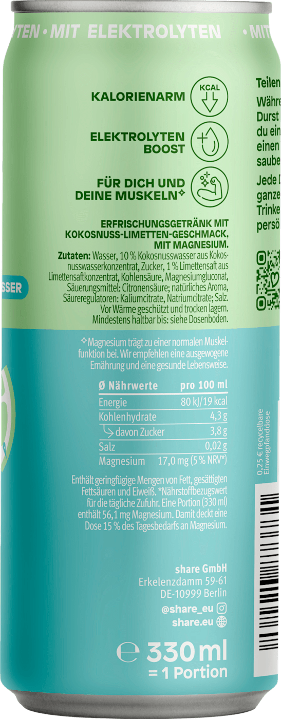 share Erfrischungsgetränk, Cocolyte Limette, 330 ml EINWEG