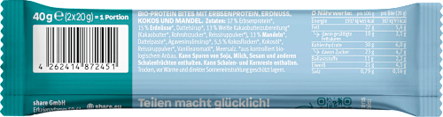 Proteinriegel, Protein Bites Coconut Almond, 40 g