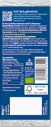Chocolade, kokos & amandel, 80 g