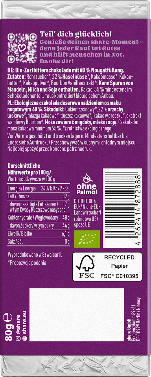 share Chocolat, nougat, 80 g