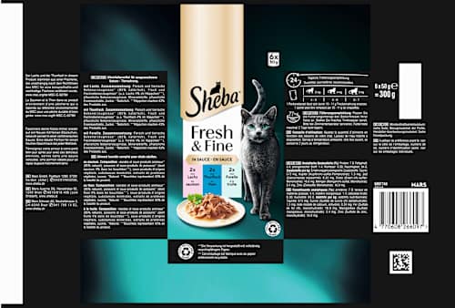 Nat kattenvoer met zalm, tonijn en forel, vers en fijn, multipack (6 x 50 g), 300 g