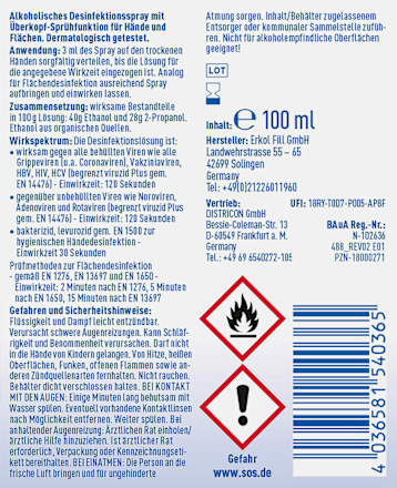 Desinfektionsspray Intense Hand & Fläche, Reisegröße, 100 ml