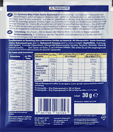 Wei-eiwitpoeder, vanillesmaak, 30 g