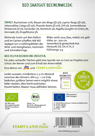 Saaten, Bienenweide, 12 bunte Blüten für Bienen, 5 g