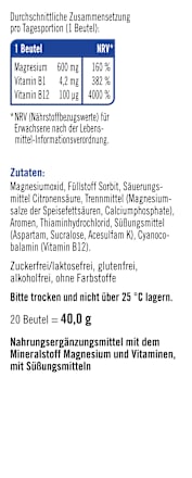 Magnesium 600 + B12 Direkt-Granulat 20 St, 40 g