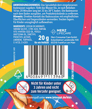 Kinder Badezusatz Sprudelbad Regenbogen, 20 g