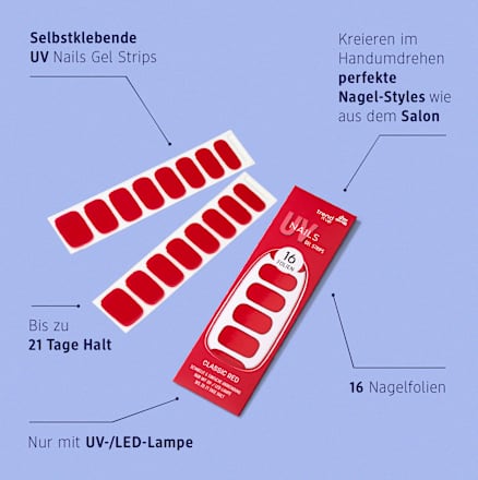 UV Gel Nagelfolien Gel Strips 140, 16 St