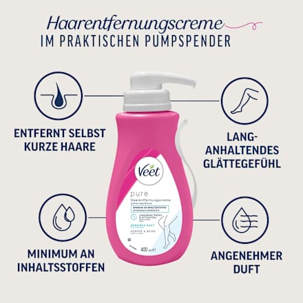 Haarentfernungscreme Körper&Beine Pumpspender sensitiv, 400 ml Veet