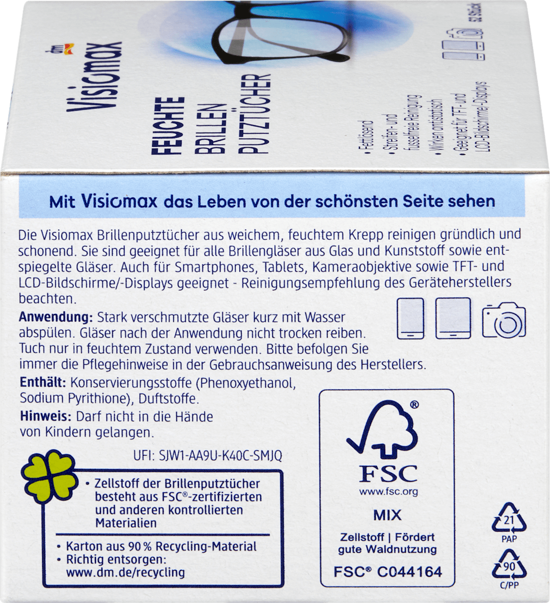 Visiomax Brillenputztücher feucht, 52 St