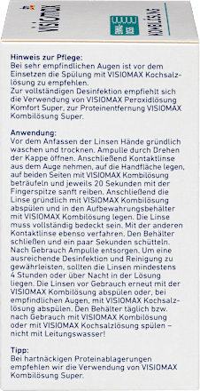 Kombilösung Einmaldosis für weiche Kontaktlinsen, mit Kontaktlinsenbehälter, 15 x 10 ml, 150 ml VISIOMAX