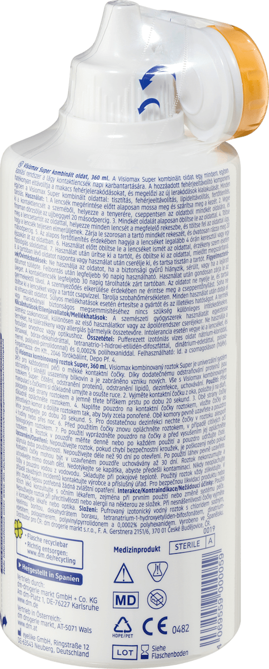 Visiomax Solution tout-en-un pour lentilles de contact Super avec étui, 360 ml