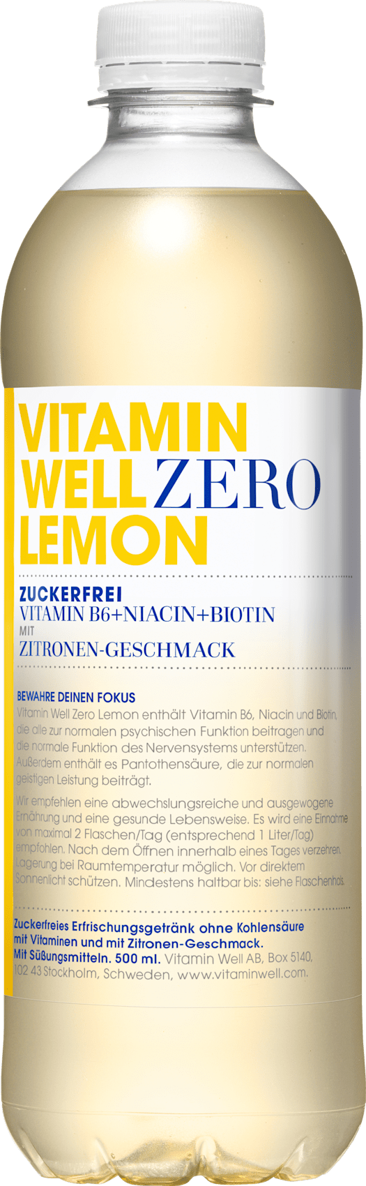Vitamin Well Erfrischungsgetränk, Zero Lemon, 500 ml EINWEG