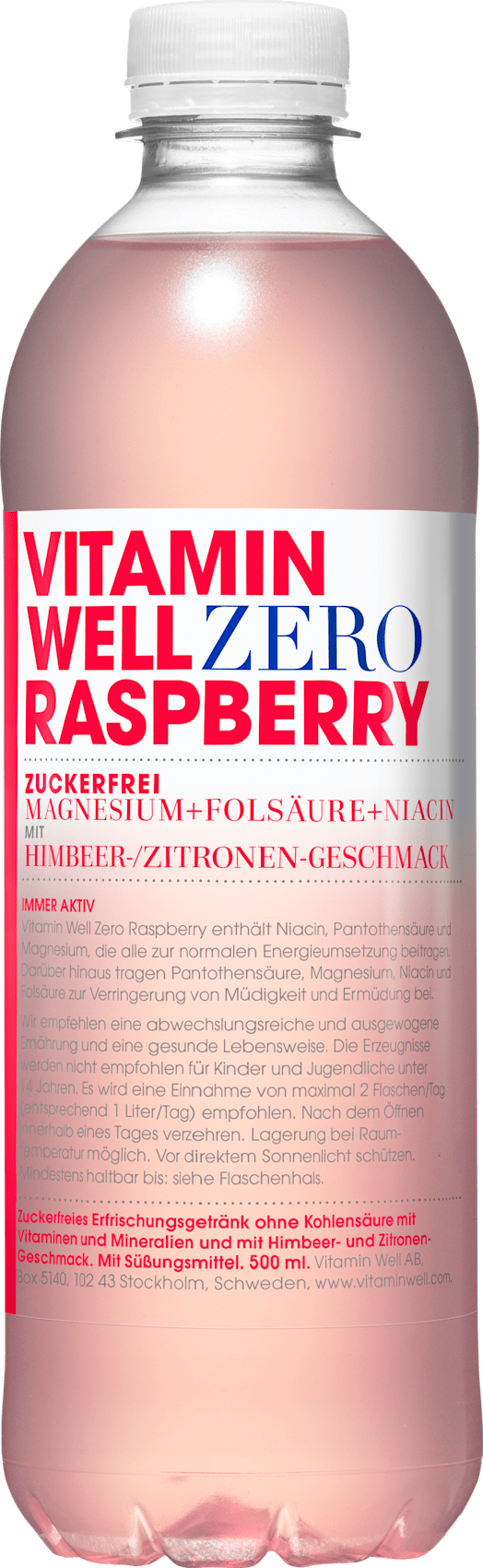 Boisson rafraîchissante Vitamin Well, Zero Framboise, 500 ml JETABLE
