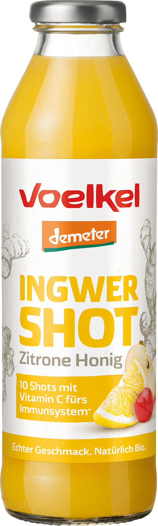 Voelkel Shot au miel, gingembre et citron avec jus de fruits, 0,5 l