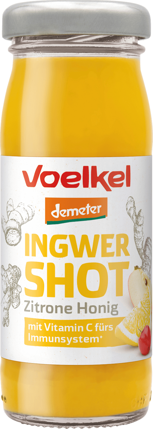 Voelkel Shot au miel, gingembre et citron avec vitamine C, 95 ml