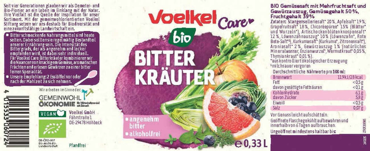 Jus Voelkel, plantes amères, 0,33 l