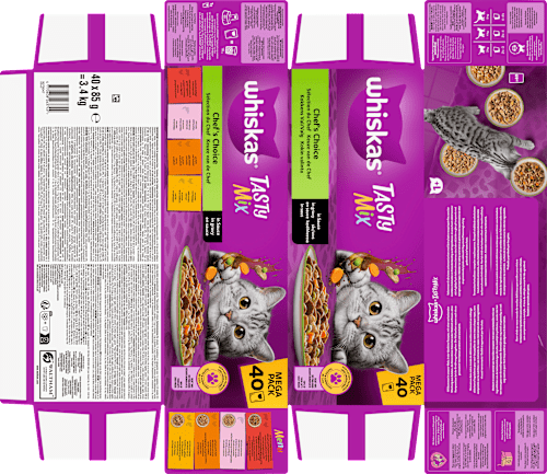 Nat kattenvoer Chef's Choice in saus, Tasty Mix Megapack (40 x 85 g), 3,4 kg