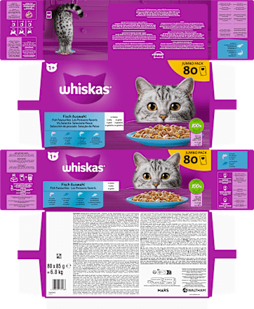 Nat kattenvoer visselectie in gelei, jumbo verpakking (80 x 85 g), 6,8 kg