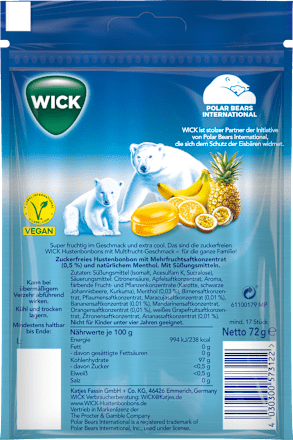 Snoep, multifruit extra cool, suikervrij, 72 g
