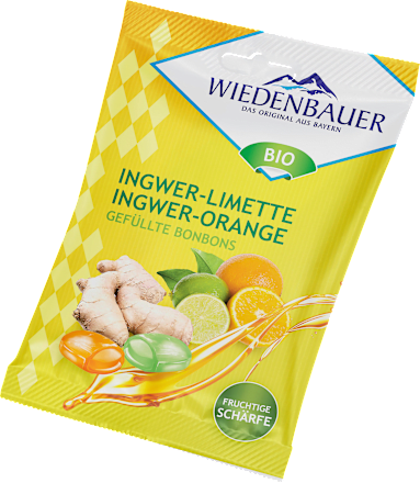 Bonbon, Ingwer-Limette & Ingwer-Orange, gefüllt, 75 g
