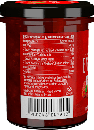 Fruchtaufstrich, Erdbeere mit Xylit, 220 g