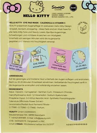 Hello Kitty oranje oogpads (1 paar), 2 stuks