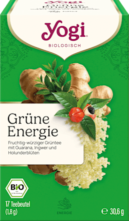 Grüner Tee "Grüne Energie" mit Guarana, Ingwer & Holunderblüte (17 Beutel), 30,6 g