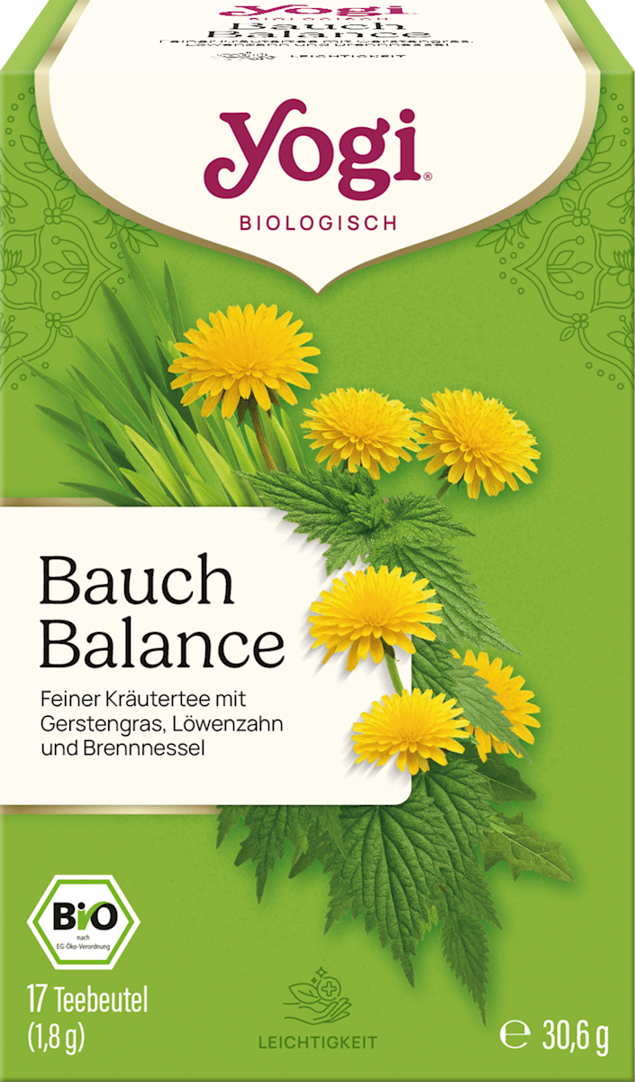 YOGI TEA Kräutertee, Bauch Balance mit Gerstengras, Löwenzahn & Brennnessel (17 Beutel), 30,6 g