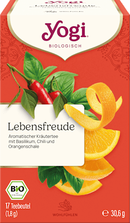 Kräutertee "Lebensfreude" mit Basilikum, Orangenschale & Chili (17 Beutel), 30,6 g
