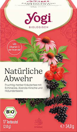 Kräutertee "Natürliche Abwehr" mit Echinacea, Acerola-Kirsche & Holunderbeere (17 Beutel), 34 g